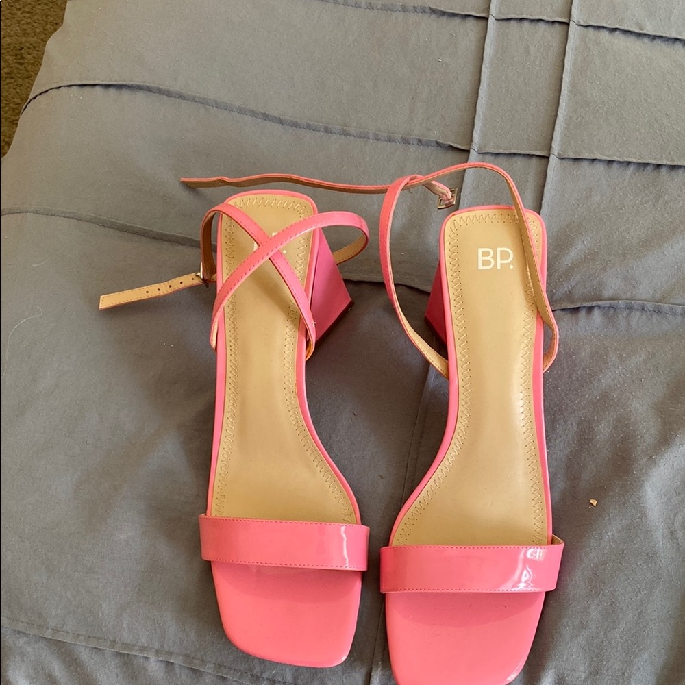 bp Pink Block Heels with Ankle Strap